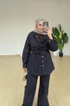 Gold Düğmeli Denim Takım | Lacivert 