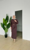 Kemer Detaylı Denim Elbise | Bordo