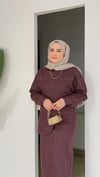Kemer Detaylı Denim Elbise | Bordo