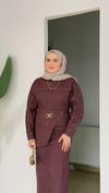 Kemer Detaylı Denim Elbise | Bordo
