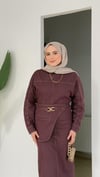 Kemer Detaylı Denim Elbise | Bordo