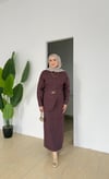 Kemer Detaylı Denim Elbise | Bordo