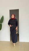 Kemer Detaylı Denim Elbise | Lacivert