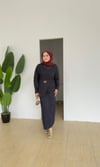Kemer Detaylı Denim Elbise | Lacivert