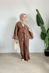 Kol Detay Kimono | Kahve
