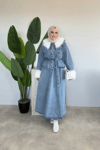 Kürk Detaylı Denim Takım |  Mavi