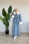 Kürk Detaylı Denim Takım |  Mavi