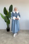 Kürk Detaylı Denim Takım |  Mavi