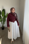 Liza Gold Düğmeli Gömlek | Bordo