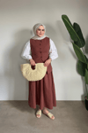Lupa Keten Yelek Etek Takım |Kiremit
