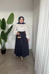 Piliseli Poplin Etek | Lacivert