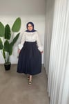 Piliseli Poplin Etek | Lacivert