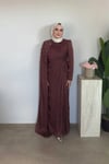 Rima Premium Taşlı Elbise | Kiremit