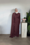 Rima Premium Taşlı Elbise | Kiremit