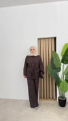 Rose Kuşak Detaylı Modal Takım - Kahve
