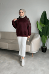 Scuba Taşlı Kapişonlu Sweat | Bordo