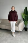 Scuba Taşlı Kapişonlu Sweat | Bordo