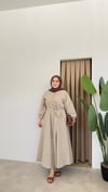 Sofıa Ham Keten Elbise - Taş