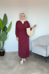 Soft Yandan Bağlama Detaylı Elbise | Bordo