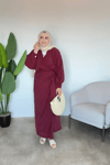 Soft Yandan Bağlama Detaylı Elbise | Bordo