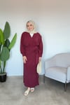 Soft Yandan Bağlama Detaylı Elbise | Bordo