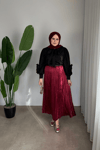 Tasarım Kolu Güllü Gömlek | Siyah