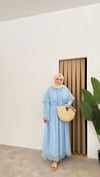 Toka Detaylı Premium Elbise- Bebe Mavi