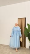 Toka Detaylı Premium Elbise- Bebe Mavi