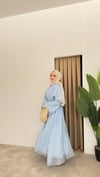 Toka Detaylı Premium Elbise- Bebe Mavi