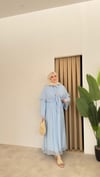 Toka Detaylı Premium Elbise- Bebe Mavi