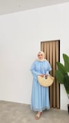 Toka Detaylı Premium Elbise- Bebe Mavi