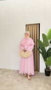 Toka Detaylı Premium Elbise- Pembe