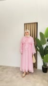 Toka Detaylı Premium Elbise- Pembe