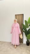 Toka Detaylı Premium Elbise- Pembe