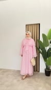 Toka Detaylı Premium Elbise- Pembe
