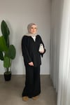 V Yaka Detaylı Triko Takım | Siyah