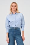 %100 Pamuk Poplin Oversize Kadın Gömlek Mavi