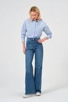 %100 Pamuk Poplin Oversize Kadın Gömlek Mavi