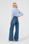 Yüksek Bel Wide Leg Kadın Jean Mavi