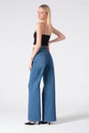 Yüksek Bel Wide Leg Kadın Jean Mavi
