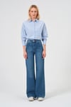 Yüksek Bel Wide Leg Kadın Jean Mavi