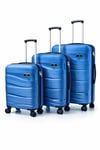 Basarideri Dalgalı Silikon 3'lü Valiz Set Çivit Mavisi