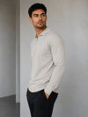 Bej Erkek Yarım Fermuarlı Polo Yaka Şardonlu Oysho Sweatshirt