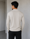Bej Erkek Yarım Fermuarlı Polo Yaka Şardonlu Oysho Sweatshirt