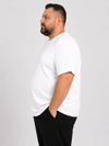 Beyaz Erkek Büyük Beden Pamuklu Likralı Bisiklet Yaka T-Shirt