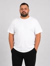 Beyaz Erkek Büyük Beden Pamuklu Likralı Bisiklet Yaka T-Shirt