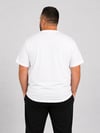 Beyaz Erkek Büyük Beden Pamuklu Likralı Bisiklet Yaka T-Shirt