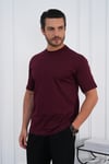 Bisiklet Yaka Bordo Regular Fit %100 Pamuklu Erkek Tişört 
