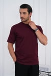 Bisiklet Yaka Bordo Regular Fit %100 Pamuklu Erkek Tişört 