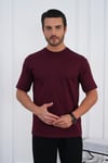 Bisiklet Yaka Bordo Regular Fit %100 Pamuklu Erkek Tişört 